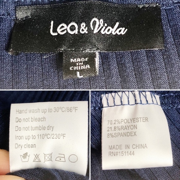 ANTHROPOLOGIE LEA & VIOLA Navy Tiered Long Sleeve Rib-Knit Dress Size Large - Picture 14 of 15